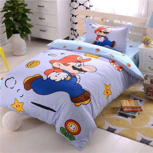 Super Mario Brothers Duvet Cover Bed Line Pillowcase Kids Cotton