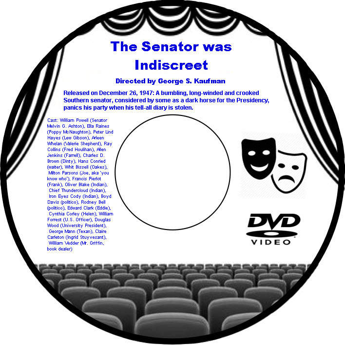 The Senator was Indiscreet 1947 DVD Movie William Powell Ella Raines Peter Lind