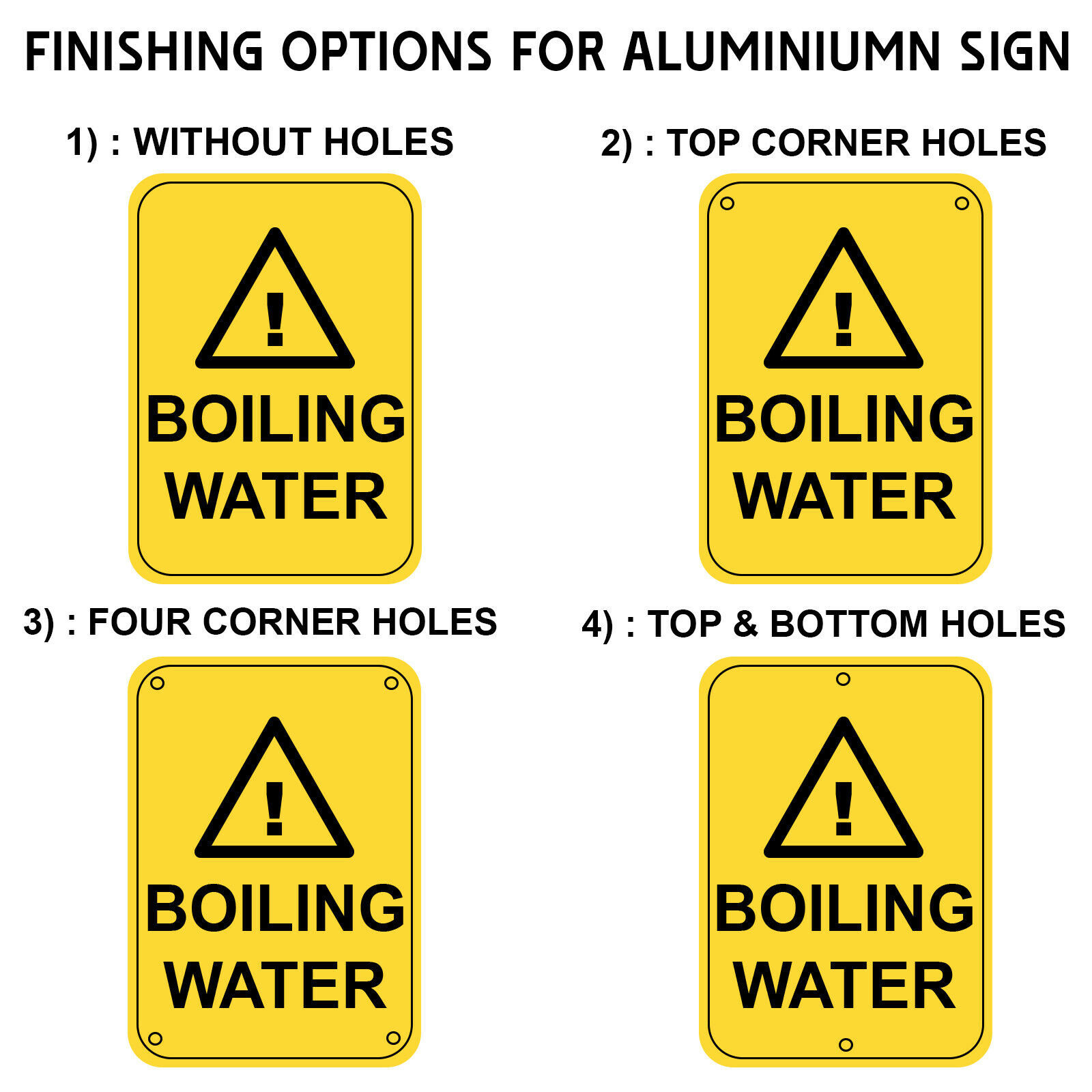 Boiling Water Warning Sign, Metal Aluminium Hazardous Health Safety