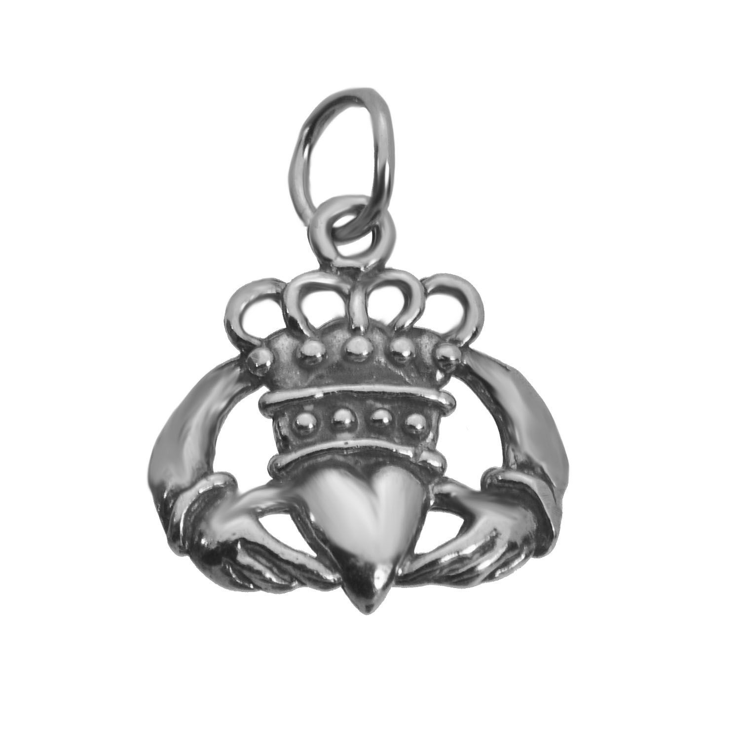New Irish Crown Sterling Silver Two Hands Holding Heart Claddagh Celtic ...