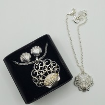Avon Shell Necklace Earrings and Bracelet Silver Tone Womens Jewelry Discolored - $11.77