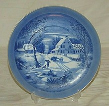 Currier &amp; Ives The Homestead In Winter Collector&#39;s Plate w Gold Trim Japan - $19.79