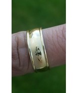Gold plated khanda ring engraved fashion sikh singh kaur khalsa challa g... - $6.44