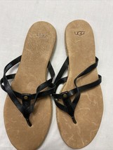 UGG Crossed Leather Slip on Flat Sandals Women's 10 Black NWOB - $47.49