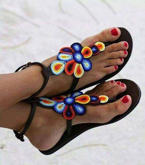 Top flower  beaded sandal beaded sandal leather sandal 