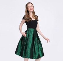 Women Pleated Midi Skirt A-Line Ruffle Taffeta Skirt Outfit - Burgundy,Plus Size image 10
