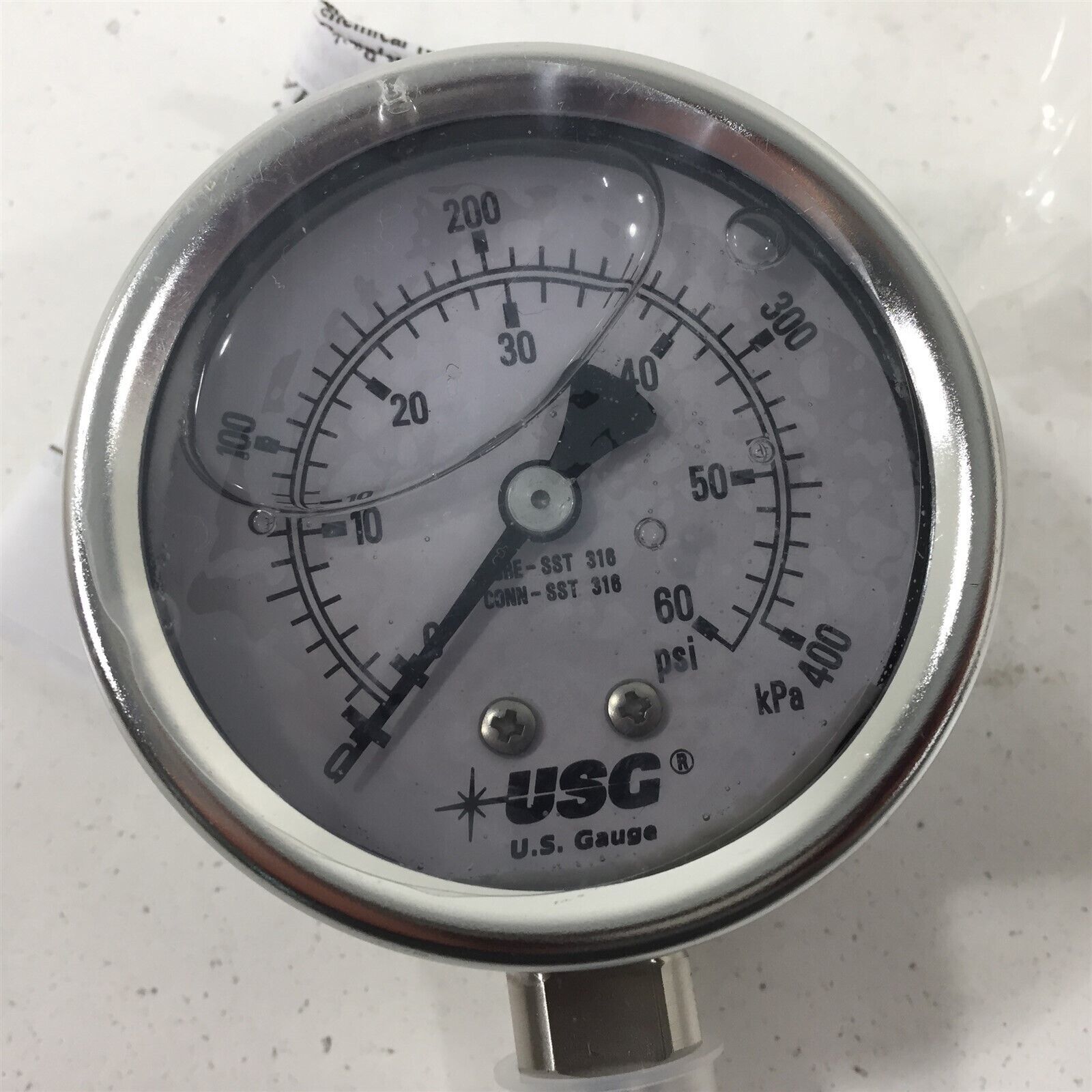 Ametek USG Pressure Gauge 0-60PSI LM Liquid Filled - Air Pressure Gauges