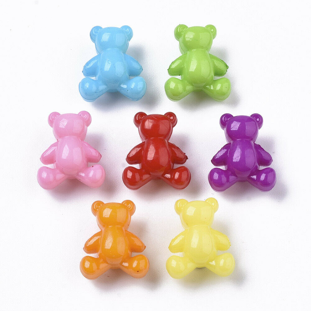 The Slippery Pearl - 8 large bubblegum beads acrylic teddy bear big spacers jewelry supplies lot 14mm