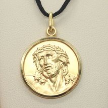 18K YELLOW GOLD ECCE HOMO, JESUS CHRIST FACE MEDAL DETAILED MADE IN ITALY, 19 MM image 4