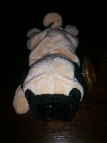 Pugsly Pug Dog 4106 1996 Retired Ty Beanie Baby Collectible