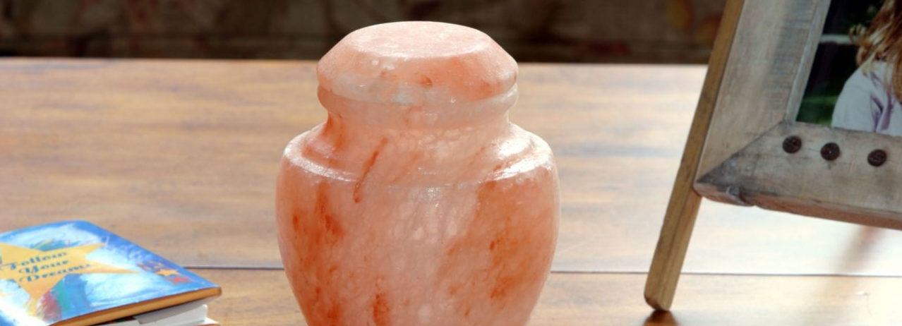 image of pink stone urn