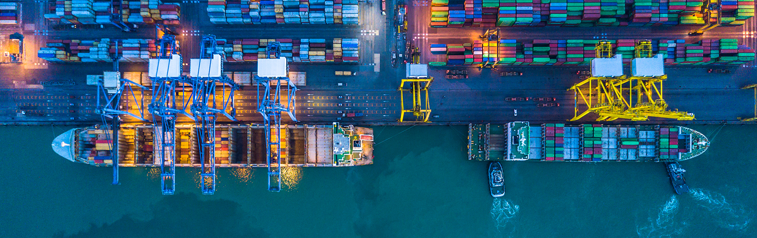 overhead image of shipping boats