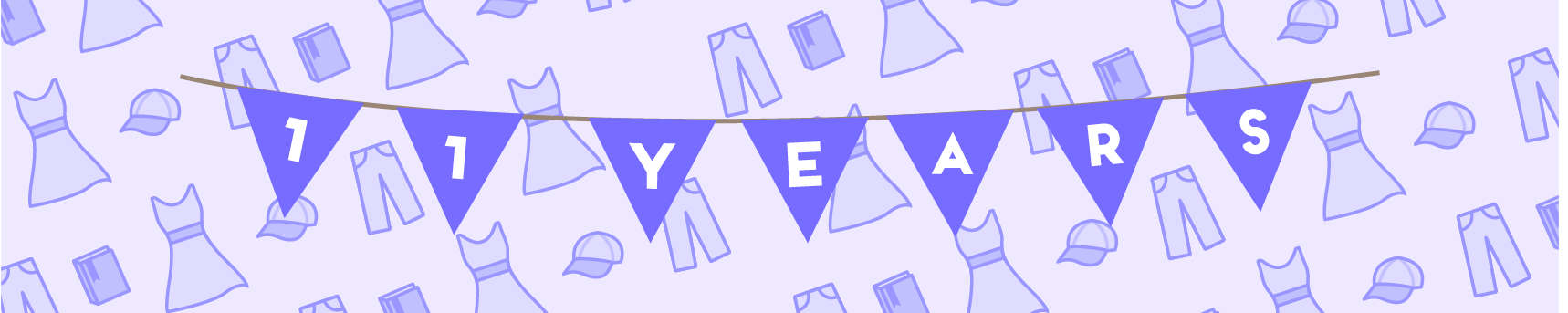 blog header image of party flags spelling 11 years