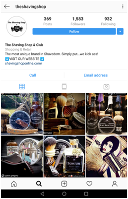 Example of The Shaving Club Instagram branding