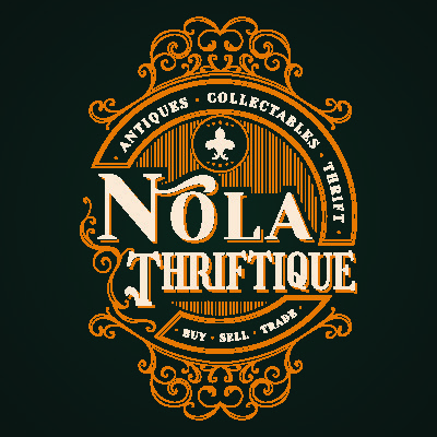 A welcome banner for NOLA_Thriftique booth