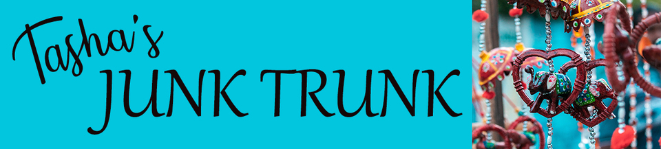 A welcome banner for Tasha's Junk Trunk