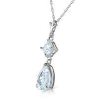 2 Ct 14k White Gold Sparkly Dew Aquamarine Necklace