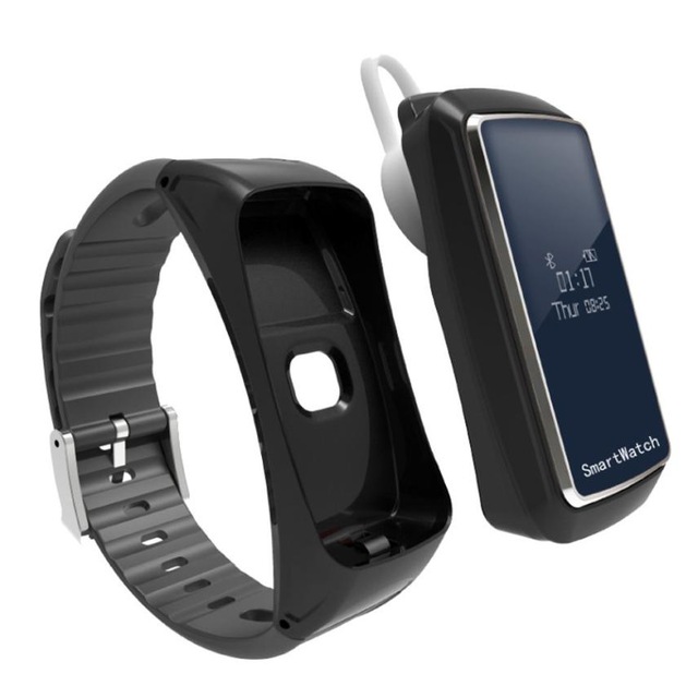 New Blood Oxygen Pressure Heart Rate Monitor Pedometer Smart Watch Bracelet Bluetooth Earphone 18mar29 Drop Ship
