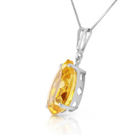 14k 18" White Gold Necklace with Genuine 5 Carat Citrine Pendant