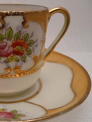 detailed view of EARLY ARDALT RED ROSE Demitasse TEA CUP SET