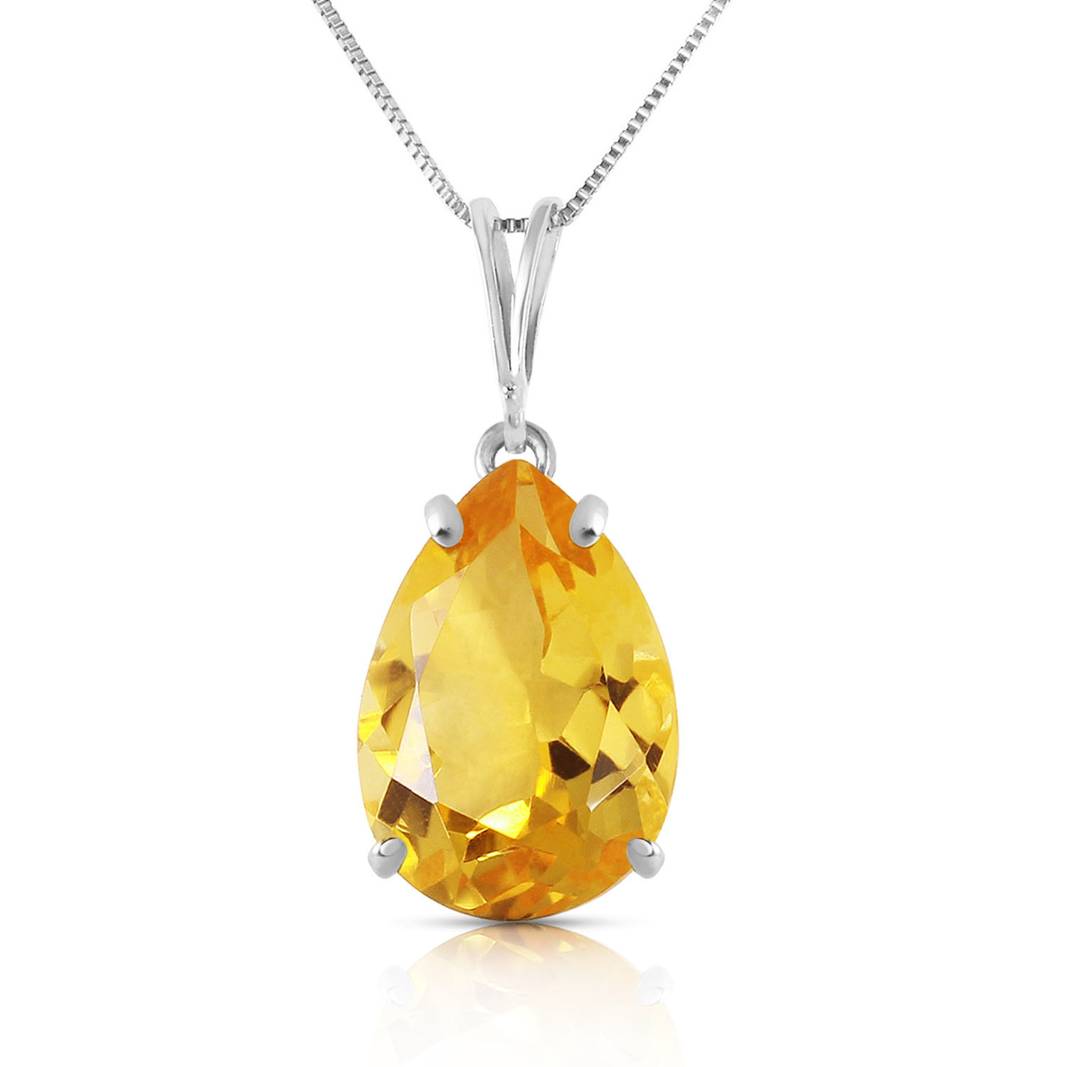 14k 18" White Gold Necklace with Genuine 5 Carat Citrine Pendant