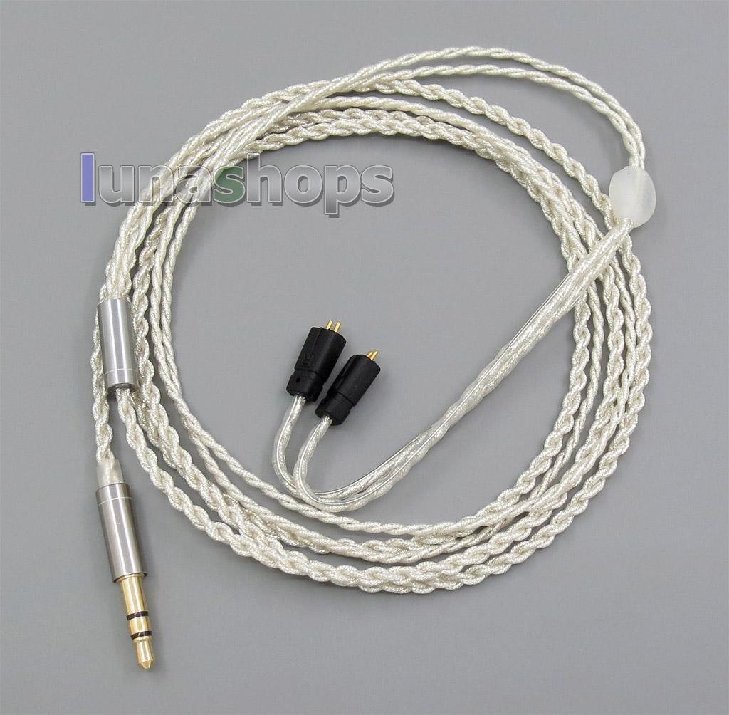 3.5mm With Earphone Hook Silver Foil PU Skin Cable For Ultimate Ears UE TF10 SF3 SF5 5EB 5pro TripleFi 15vm