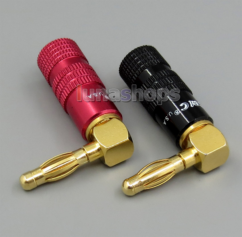 1pair With Lock L Shape Banana Plug 90 Degree Adapter Right Angle Metal Housing 