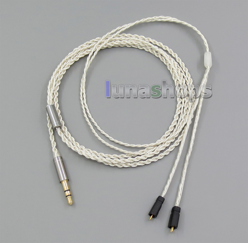 3.5mm With Earphone Hook Silver Foil PU Skin Cable For Ultimate Ears UE TF10 SF3 SF5 5EB 5pro TripleFi 15vm