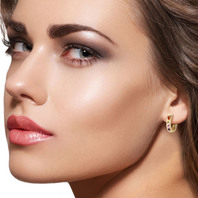 14k Yellow Gold Hoop Earrings with Multi Color Sapphires