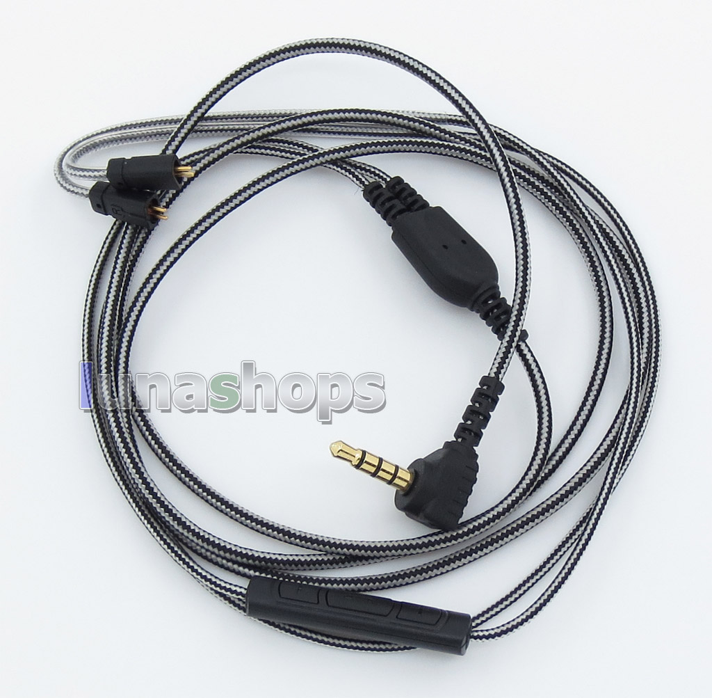 Black And White With Mic Remote Earphone Audio Cable For Ultimate Ears UE TF10 SF3 SF5 5EB 5pro TripleFi 15vm TF15