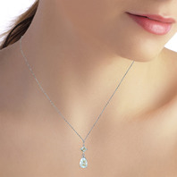 2 Ct 14k White Gold Sparkly Dew Aquamarine Necklace