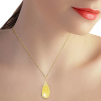 14k 18" Yellow Gold Necklace with Briolette 31x16 mm Yellow Onyx