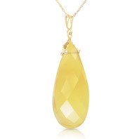 14k 18" Yellow Gold Necklace with Briolette 31x16 mm Yellow Onyx