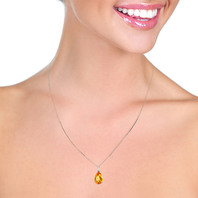 14k 18" White Gold Necklace with Genuine 5 Carat Citrine Pendant