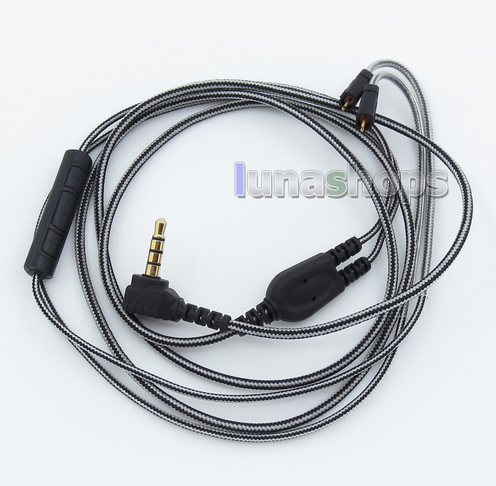 Black And White With Mic Remote Earphone Audio Cable For Ultimate Ears UE TF10 SF3 SF5 5EB 5pro TripleFi 15vm TF15