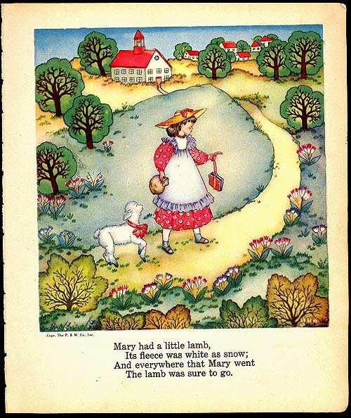 full page view of 1940s Mother Goose Illustration by Margot Austin