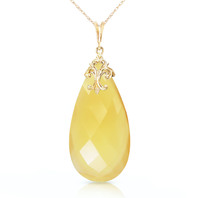 14k 18" Yellow Gold Necklace with Briolette 31x16 mm Yellow Onyx