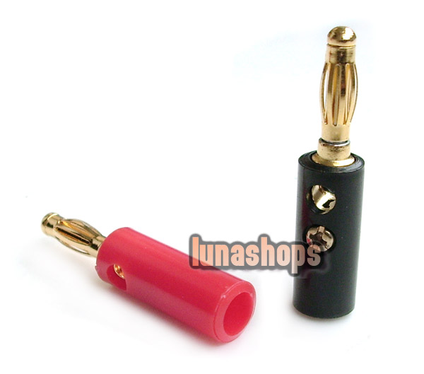 2pcs 24K Gold Plated Banana Male Speaker Plug Audio Adapter