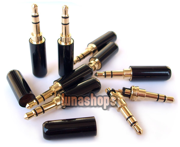 Black Sennheiser 3.5mm Stereo 24k Gold Audio Plug soldering Adapter for Monster