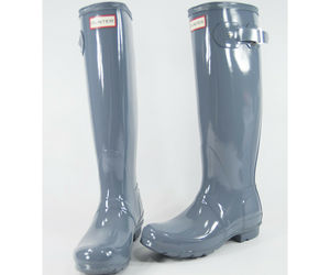 Hunter Boot Company Gull Grey Tall Gloss Original Rainboots 6 NWOB, an item from the 'Stay Dry with These Stylish Finds' hand-picked list