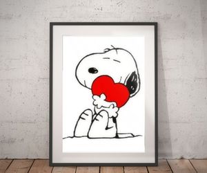 Snoopy with red heart, canvas, acrylic colors, wall art, house decor, an item from the 'From the Heart' hand-picked list