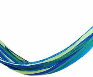 Blue Stripe Outdoor Cotton Rope Hammock Hanging Swing Camping Canvas Bed 70x31in, an item from the 'Summer Outdoor Furniture' hand-picked list