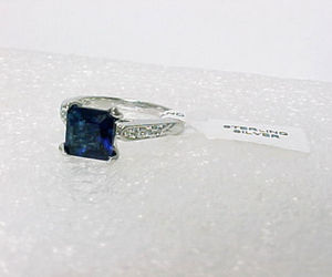 Sapphire Blue CZ Sterling Silver RING with accents - Size 5 - NEW with TAGS, an item from the 'Sapphires for September ' hand-picked list