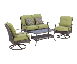 4 Piece Backyard Patio Furniture Set Table Swivel Chairs Love Seat Outdoor Home, an item from the 'Summer Outdoor Furniture' hand-picked list