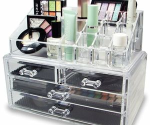 Clear Makeup Cosmetic and Jewelry Case Organizer Storage Box Drawers, an item from the 'College Daze' hand-picked list