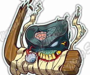 Zombie Ice Hockey Puck Halloween Corpse Car Bumper Vinyl Sticker Decal 4"X5", an item from the 'Halloween On Ice' hand-picked list