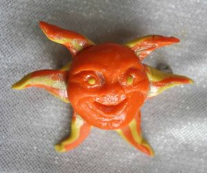 Fabulous Art Plastic Sun Face Brooch 1980s vintage 2&quot;, an item from the 'Let the sun shine in' hand-picked list