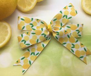 Lemon Hair Bow Clip, Hairbow, Lemons Ribbon, Handmade Boutique Bows for Girls, an item from the 'Playing with hair' hand-picked list