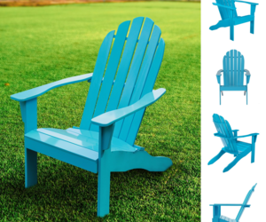 Mainstays Wooden Outdoor Adirondack Chair Solid Hardwood Turquoise Finish NEW, an item from the 'Summer Outdoor Furniture' hand-picked list