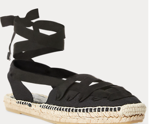 Polo Ralph Lauren BLACK Bonni Canvas Espadrille Sandal, 8B, an item from the 'I Have Enough Sandals, Said No One Ever' hand-picked list